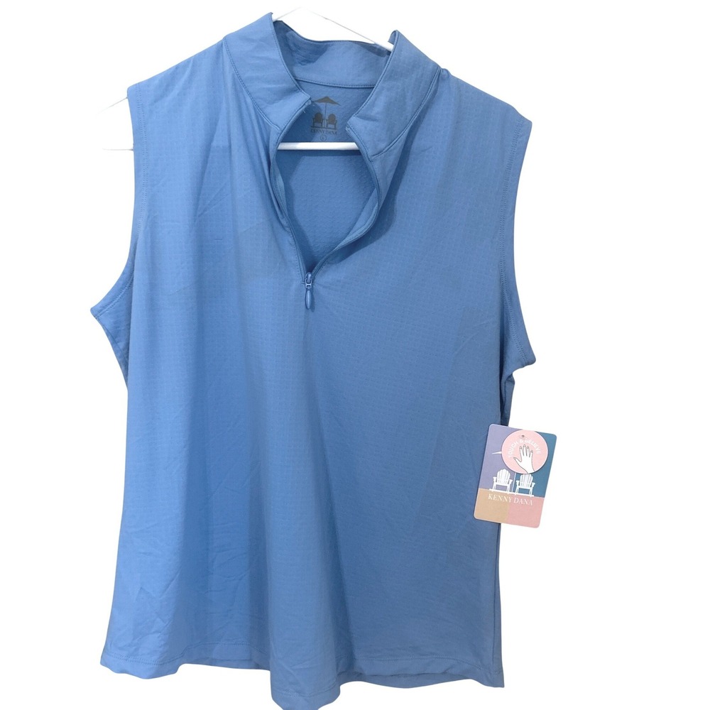 Kenny Dana‎ Womens Size L UPF 50+ Sleeveless 1/4 Zip Golf Top Periwinkle Blue